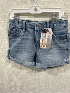Levi’s Levi Girls Youth Denim Shorty Short Adjustable Waistband Stretch Size 10 - Picture 1 of 5