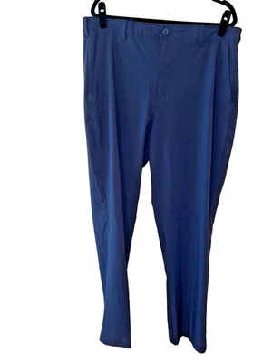 Calça masculina IZOD 38x32 azul ajuste reto desempenho vantagem golfe stretch - Imagem 1 de 4