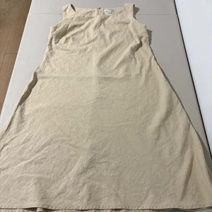 Vestido midi Pendleton Petite beige mezcla de lino sin mangas talla 12 línea A clásico - Imagen 1 de 11