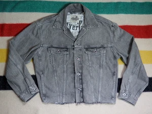 VTG 90s Y2k Levis Silvertab Gray Black Faded Trucker Jean Jacket Coat Mens M - Picture 1 of 7