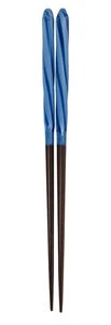 Aoba Chopsticks Natural Wood Candy Nejiri Blue 23cm - Picture 1 of 5
