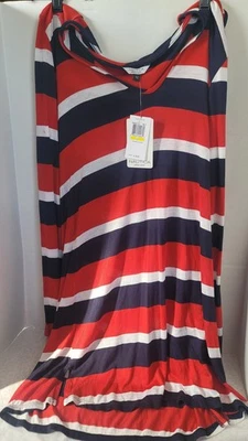 (NWT) Nautica Red/White/Blue Striped Hooded Swimsuit Cover Up Tunic Size M - Image 1 of 3