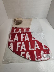 Mud Pie Weihnachtsstrumpf 11,5 x 19" 100 % Baumwolle Canvas rustikal neu Fa La Neu mit Etikett - Bild 1 von 3