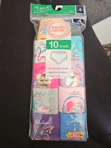 WONDER NATION 9-PACK Girls Briefs Size 4 Cotton Days of the Week NEW - Picture 1 of 1