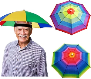 3 Pieces Rainbow Umbrella Hats Camouflage Fishing Cap Beach Umbrella Headband - Picture 1 of 12