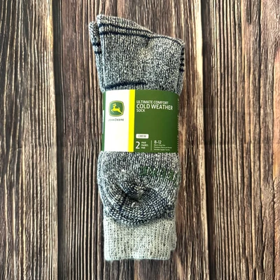 John Deere 2 Pair Mens Ultimate Comfort Cold Weather Crew Socks Sock Size 8-12 - Image 1 of 4