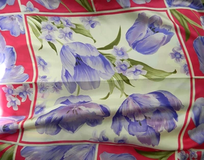 Oscar De La Renta Para Mujer De Colección Floral Tulipanes Bufanda Grande SEDA PÚRPURA ROSAS USADA EN EXCELENTE ESTADO Foto 1 de 4