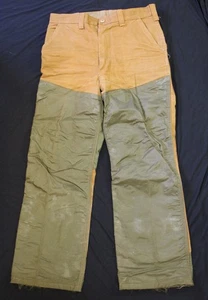VTG Saf T Bak Heavy Canvas Hunting Briar Bush Pants Water Repellent 36 Waist - Picture 1 of 12