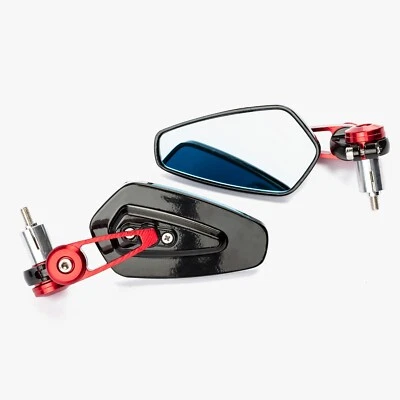 Specchietti 22mm Manubrio Moto Retrovisori Metallo Universali Ovali Rosso - Imagen 1 de 2