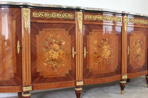French Mid-Century Handmade Buffet (sideboard) with Marquetry Cover