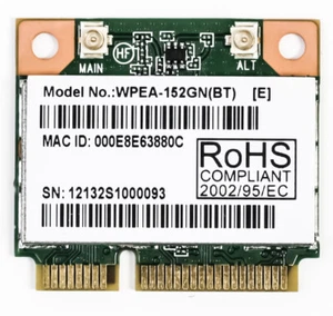 WPEA-152GN(BT) 802.11b/g/n Minikarte PCIe: WLAN 150Mbps Atheros AR3012 + AR9485 - Bild 1 von 2
