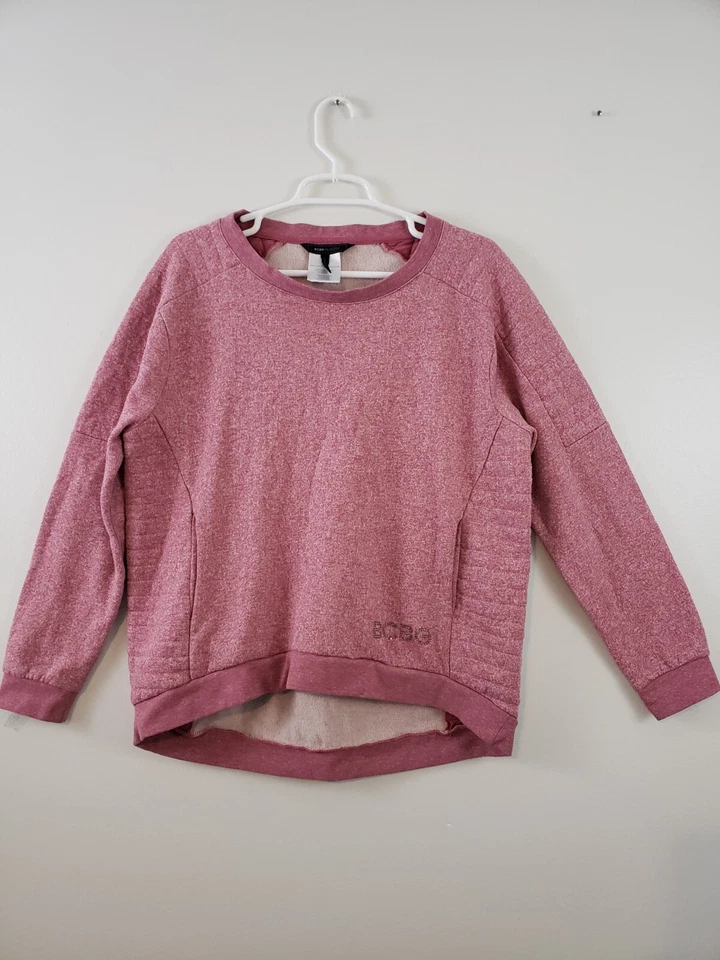(9) Y2K BCBGMAXAZRIA Women's Sweatshirt Size L Sweater Heather Pink Pockets - Image 1 of 4