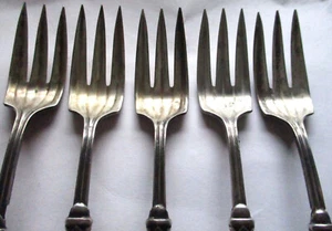 Lot of 5 Antique Salad or Dessert Forks Sterling Silver Handle Art Deco 6" x 1" - Picture 1 of 10