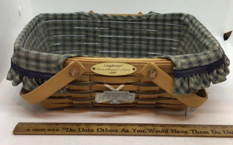 *LONGABERGER* HOMESTEAD WOVEN MEMORIES BASKET 1999 - Carved HOMESTEAD Cover