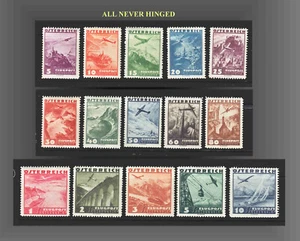 Avión Austria 1935 sobre ciudades y puntos de referencia nunca articulado SCT.C32-C46 MI.598-612 - Imagen 1 de 1