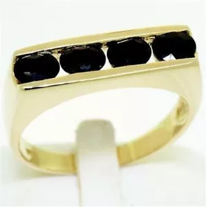 2.0ct Sapphire 9K 9CT 375 Solid Gold Gents Mens Ring Genuine Real 4.2 Grams Gold - Picture 1 of 3