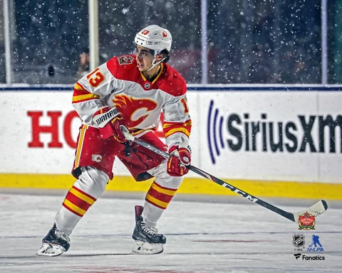 Johnny Gaudreau Calgary Flames Unsigned 2019 Heritage Classic Photograph Cover