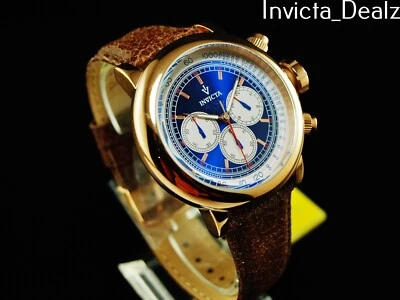 Invicta 男式轰炸机豪华轿车吉普 1837 复古 Chrono RGIP SS 皮革表带手表 — 第 1/4 张图片