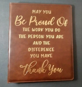 3 Ring Brown PU Leather Notebook Binder Thank You Teacher Appreciation Gift - Picture 1 of 11