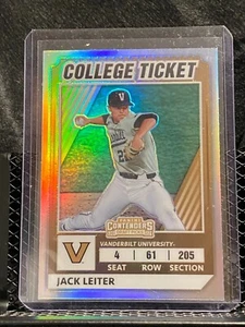 Jack Leiter 2022 Elite Extra College Ticket Holo #3 Vanderbilt Commodores - Picture 1 of 2