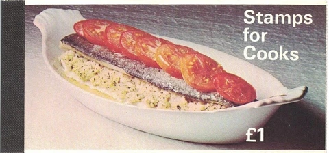 1969 British £1 "Stamps for Cooks" Complete Booklet w 4 Stamp Panes & 12 Recipes Cover
