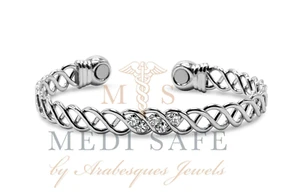 LADIES MAGNETIC COPPER TORQUE BANGLE/BRACELET WITH CRYSTAL ARTHRITIS/PAIN RELIEF - Picture 1 of 2