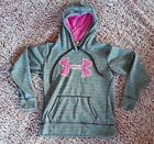 Under Armor Women's Heather Sweatshirt Small Hooded Pullover Gray Brown Pink
