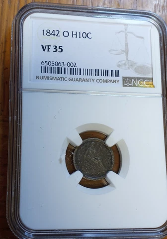 1842 O Seated Liberty Half Dime VF-35 Cover