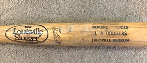 LA DODGERS LOUISVILLE SLUGGER K48 USED BAT, CRACKED, HENLEY #15 ON THE KNOB - Picture 1 of 8