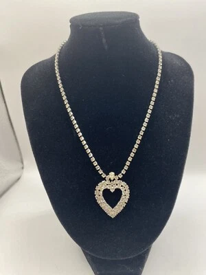 Precioso collar de corazón de diamantes de imitación vintage brillante transparente precioso cierre de gancho Foto 1 de 4