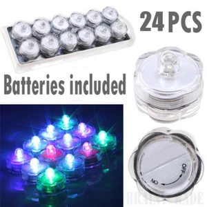 24 Pack RGB LED Tea Light Flameless Submersible Waterproof Underwater ~Wedding - Picture 1 of 8