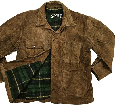 HOT VTG 70's USA Men's SCHOTT @ PARKA WOOL LINED BROWN SUEDE LEATHER Jacket 42 L - Image 1 of 4