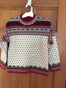 Lands End Vtg. Unisex Children’s Holiday Fair Isle Wool Pullover Sweater Small - Picture 1 of 11