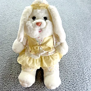 Vintage 1995 Fordlet International 17" Plush Easter Bunny Rabbit Yellow Outfit - Picture 1 of 9