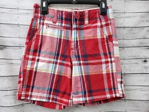 GapKids Gap Kids Adjustable Waist Shorts Boys Size 5 Pockets Red Plaid LN *U - Picture 1 of 7