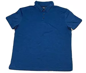 Alfani polo shirt mens medium moisture wicking short sleeve heathered blue - Picture 1 of 6