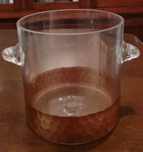 Fitz and Floyd Daphne Glass & Copper Ice Bucket 6” x 6". ML - Picture 1 of 11