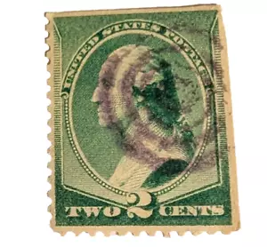Bullseye Scott# 213 1887, 2 centesimi George Washington francobollo usato - Foto 1 di 2