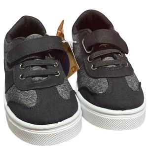 Oomphies Toddler Shoes Size 9 Black Canvas Sneakers Hook And Loop Casual Comfort - Picture 1 of 8