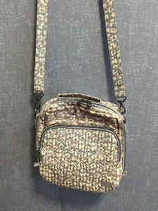 LUG RANGER Leopard Cheetah Print Crossbody Quilted Polyester Bag GRAY PEACH  - Picture 1 of 24