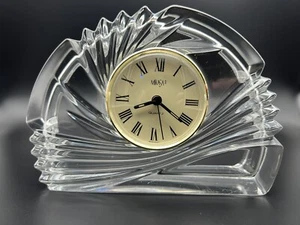 Reloj de escritorio de abrigo de cuarzo de cristal Mikasa hecho en Alemania de colección Art Deco FUNCIONA - Imagen 1 de 7