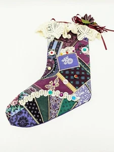 Vintage Handmade Patchwork Christmas Stocking 18" - Picture 1 of 2
