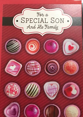 Para un hijo especial y su familia, feliz día de San Valentín, sello distintivo, tarjeta de felicitación Foto 1 de 3