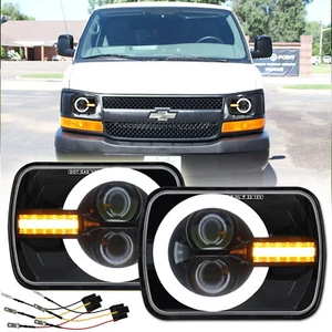 Pair 7x6" 5x7 LED Headlight For Chevy Express Cargo Van 1500 2500 3500 Truck - Foto 1 di 20