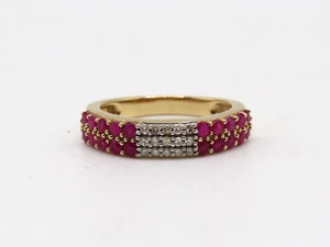 LADIES 14k YELLOW GOLD RING w 15 S.C. DIAMONDS & 20 NATURAL RUBIES - SIZE 6.75 * - Picture 1 of 13