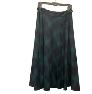 Talbots grün kariert Maxi A-Linie Rock Blackwash Gr. 8 Academia College - Bild 1 von 8
