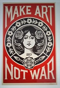 Shepard Fairey Obey: Make art not war- Original Signierter Siebdruck - Bild 1 von 2