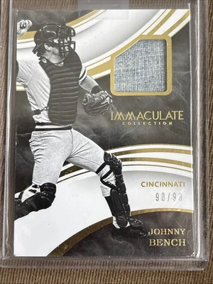 2016 Panini Immaculate Collection Johny Bench 90/99 Game Used Jersey Card HOF - Image 1 of 3