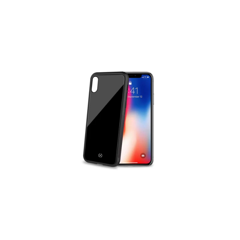 CELLY DIAMOND CUSTODIA  PER IPHONE X IN  VETRO TEMPERATO NERO - Immagine 1 di 1