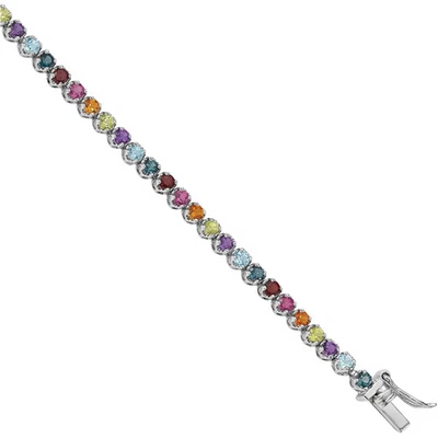 925 Sterling Silver Multi-color Rainbow Tennis Bracelet - Image 1 of 4